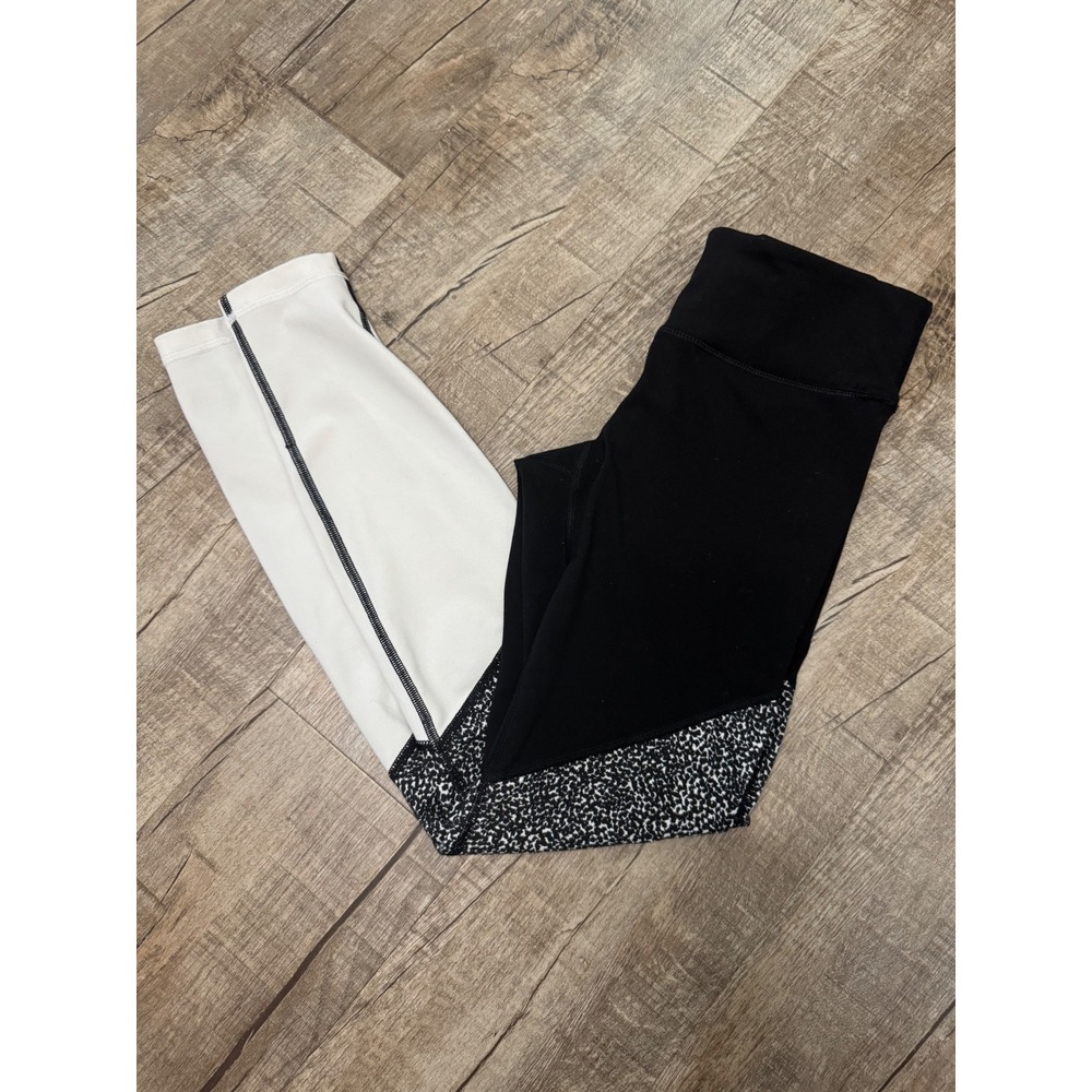Old Navy Active Go-Dry Colorblock Leggings Black White Speckled Womens‎ Medium